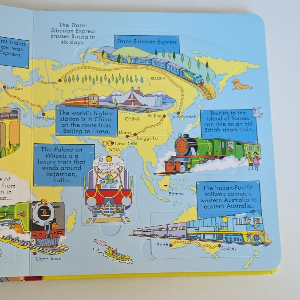 Look Inside Trains Book - Over 50 Flaps To Lift - Hardcover